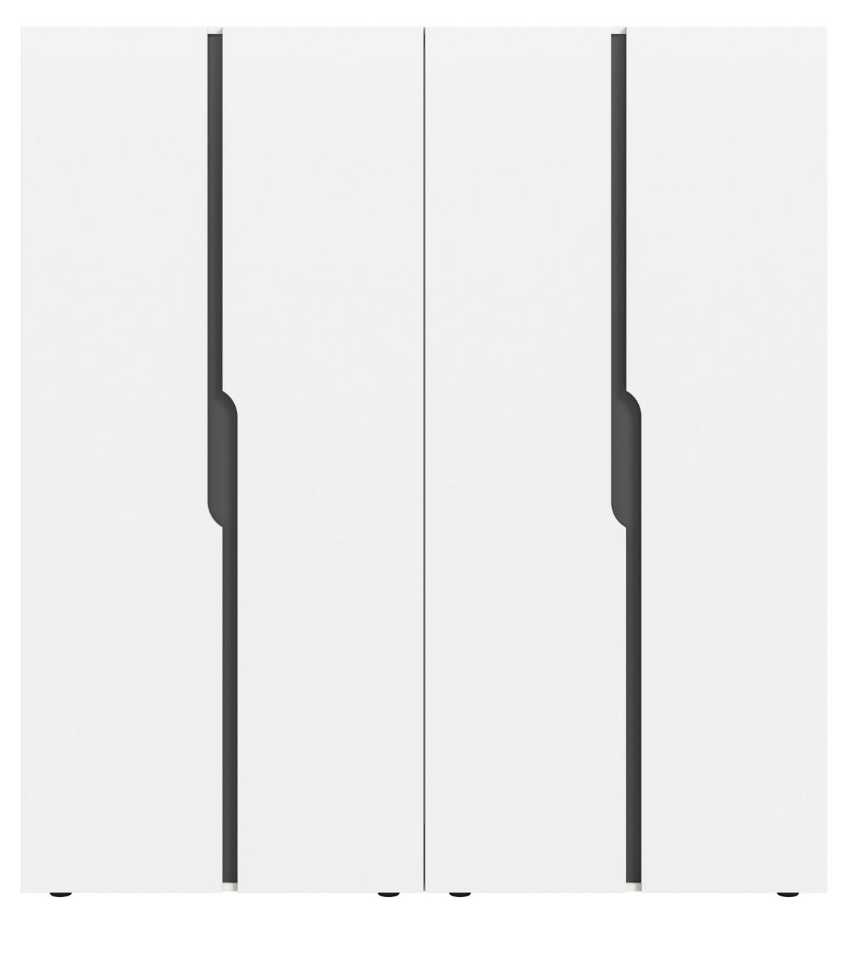 KLEIDERSCHRANK weiß, grau 162 x 176 cm, Drehtürenschrank 4-türig - Schwarz/Weiß, Holzwerkstoff/Kunststoff (162/176/51cm) - Inn.Furn