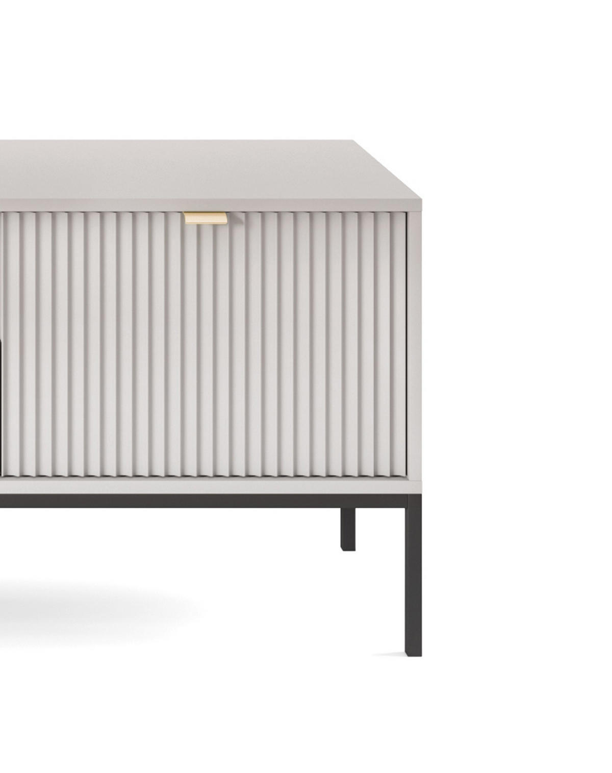 TV-SCHRANK NOVA Geriffelt Regal, 2 Türen, Schublade, Schwarze Beine, 154x39x56cm, Grau - Graphitfarben/Schwarz, Holzwerkstoff/Kunststoff (154/56/39cm) - DomoHome