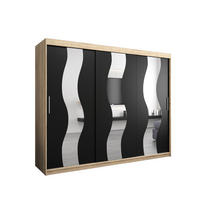 SCHWEBETÜRENSCHRANK 200/250/62 2-türig - Silberfarben/Schwarz, Holz/Kunststoff (250/200/62cm) - Abiks Möbel