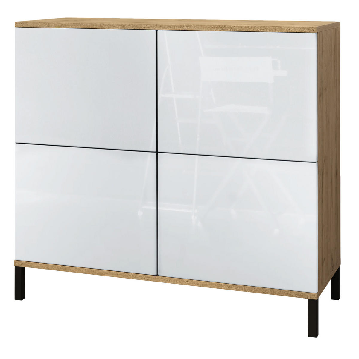 KOMMODE Rova Weiß Hochglanz - Weiß Hochglanz, Holzwerkstoff (92.5/83.5/35cm) - Vladon