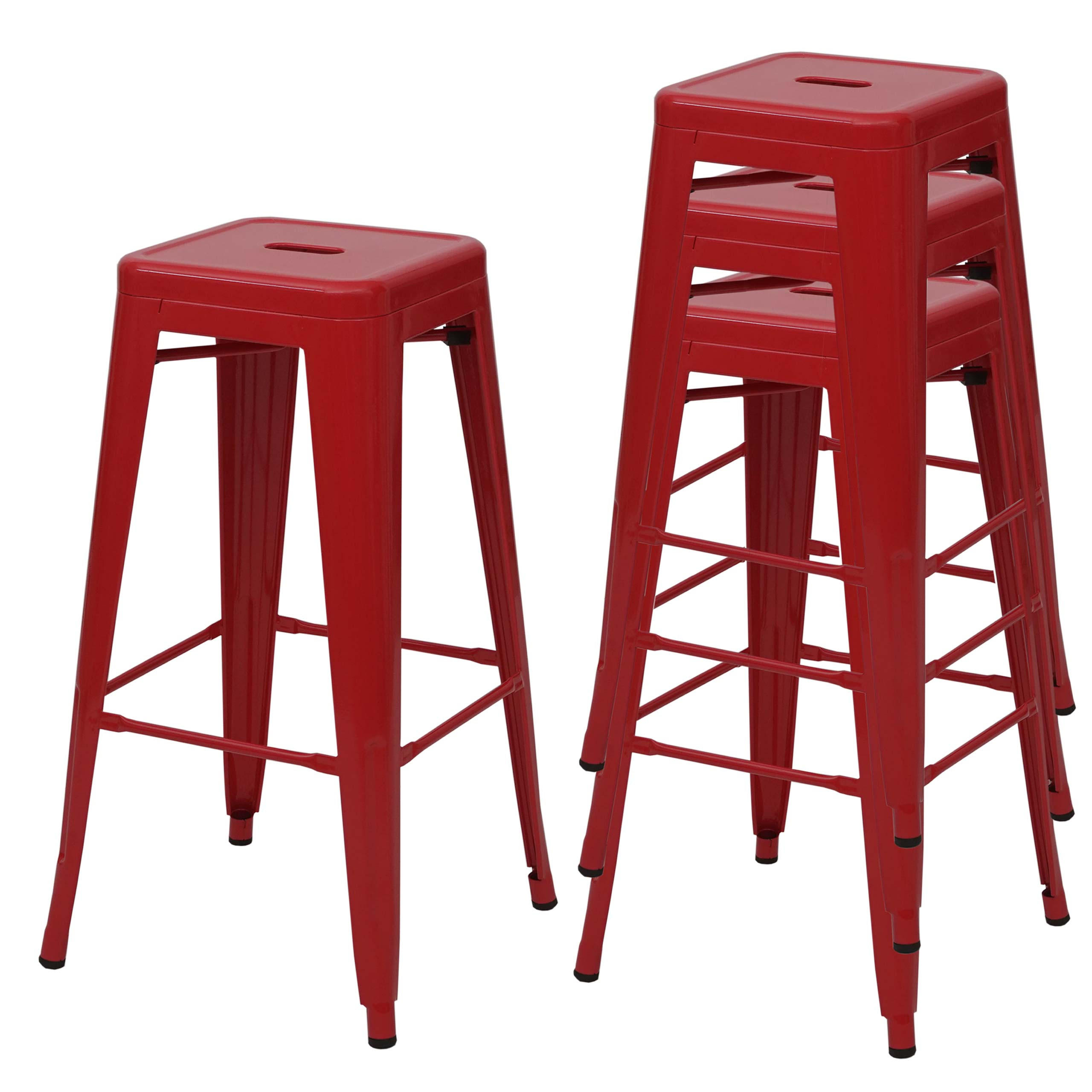 BARHOCKER METALL Rot 4er-Set - Rot, Metall (43/77/43cm) - MCW