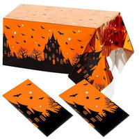 TISCHDECKE Halloween 2-teiliges Set Rechteckig 137 x 183 cm Kunststoff Orange Schwarz - Multicolor, Kunststoff (21/21/1.5cm)