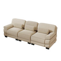 3-SITZER-SOFA mit Lendenkissen, Cordbezug, DE-42659, Beige - Beige, Holz (265/94/88.5cm) - ComfortXL