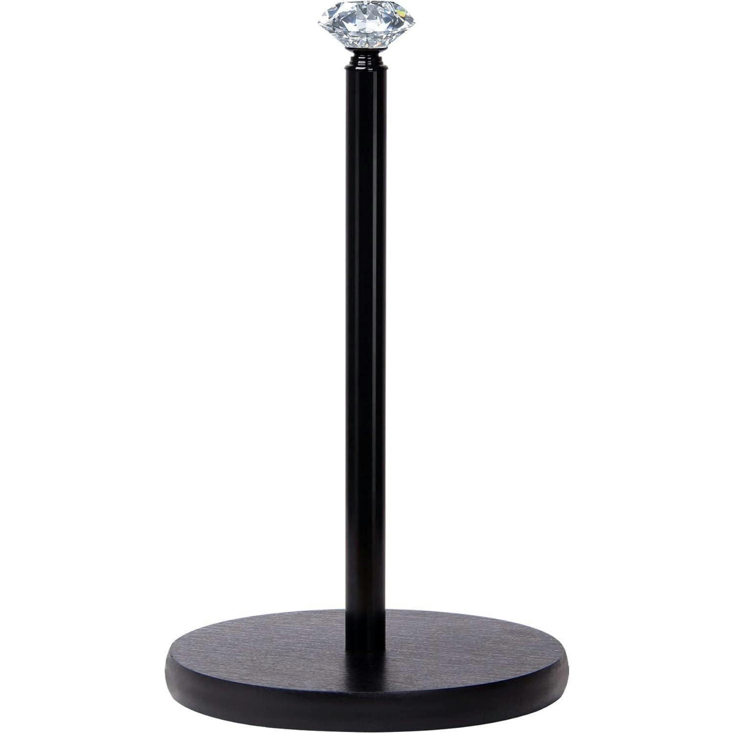 KÜCHENROLLENHALTER Stehend Schwarz mit Kristallglas-Knauf - Schwarz, Holz (17.8/7.6/30.5cm)