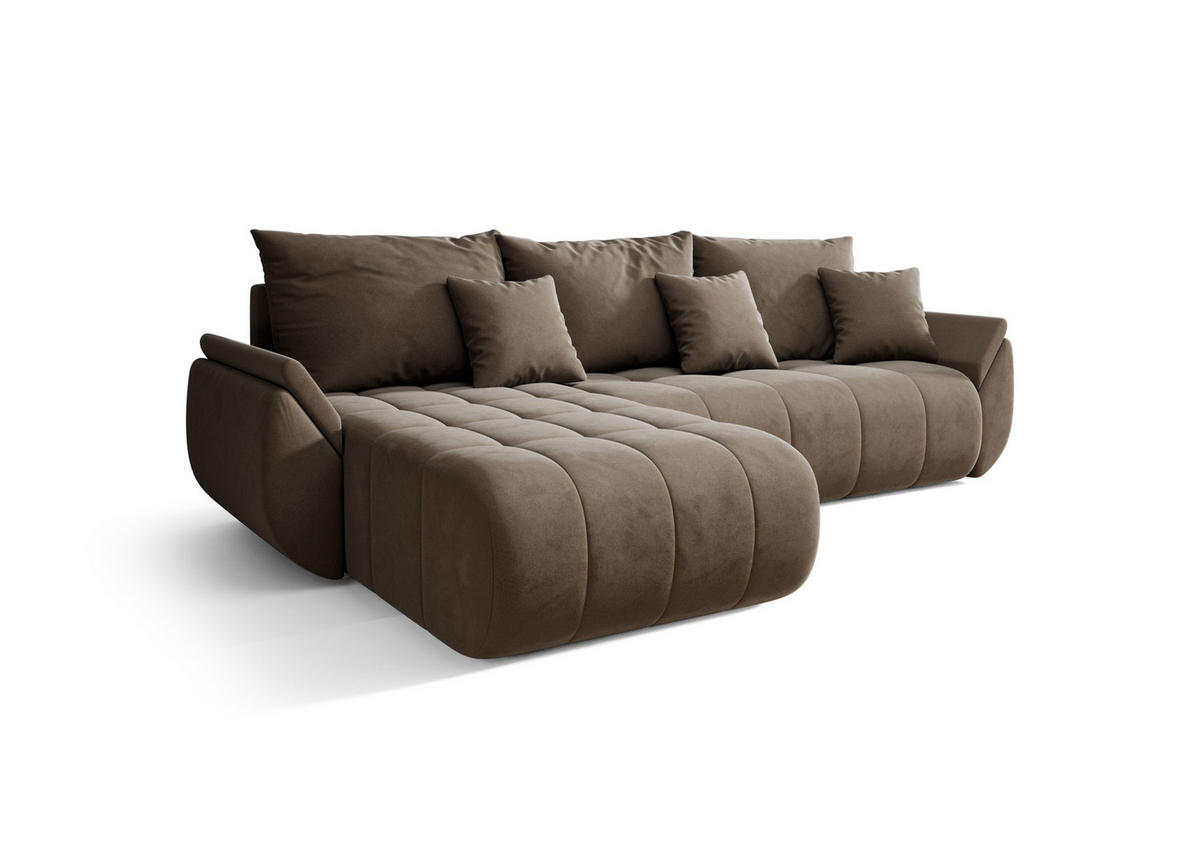 ECKSOFA mit Schlaffunktion TOKYO L Monolith 09 Links - Braun, Textil (280/185cm) - Bedante
