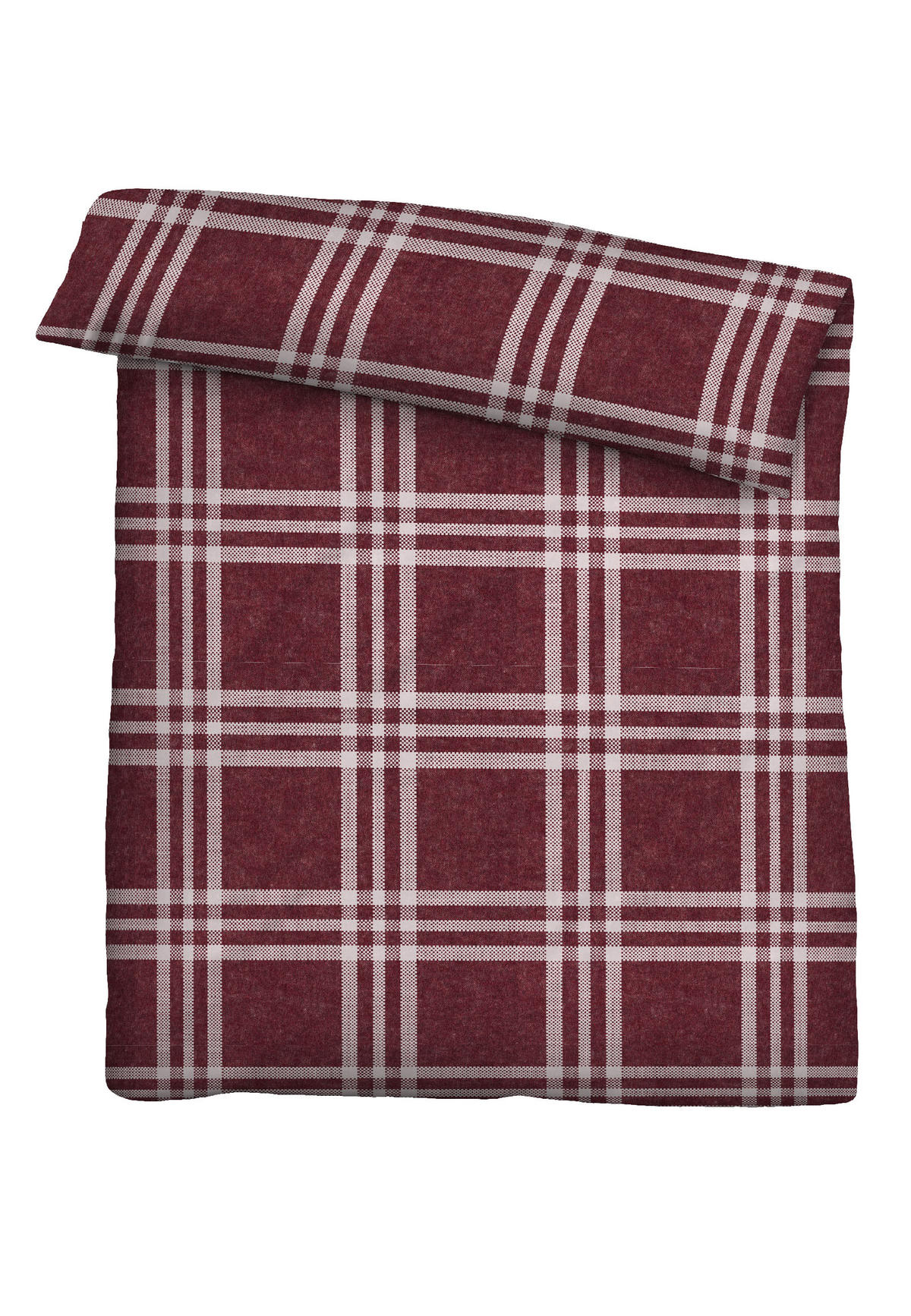 BETTWÄSCHE-GARNITUR Melange Karo burgund, 135x200 cm + 80x80 cm - Bordeaux, Textil (135/200cm) - biberna