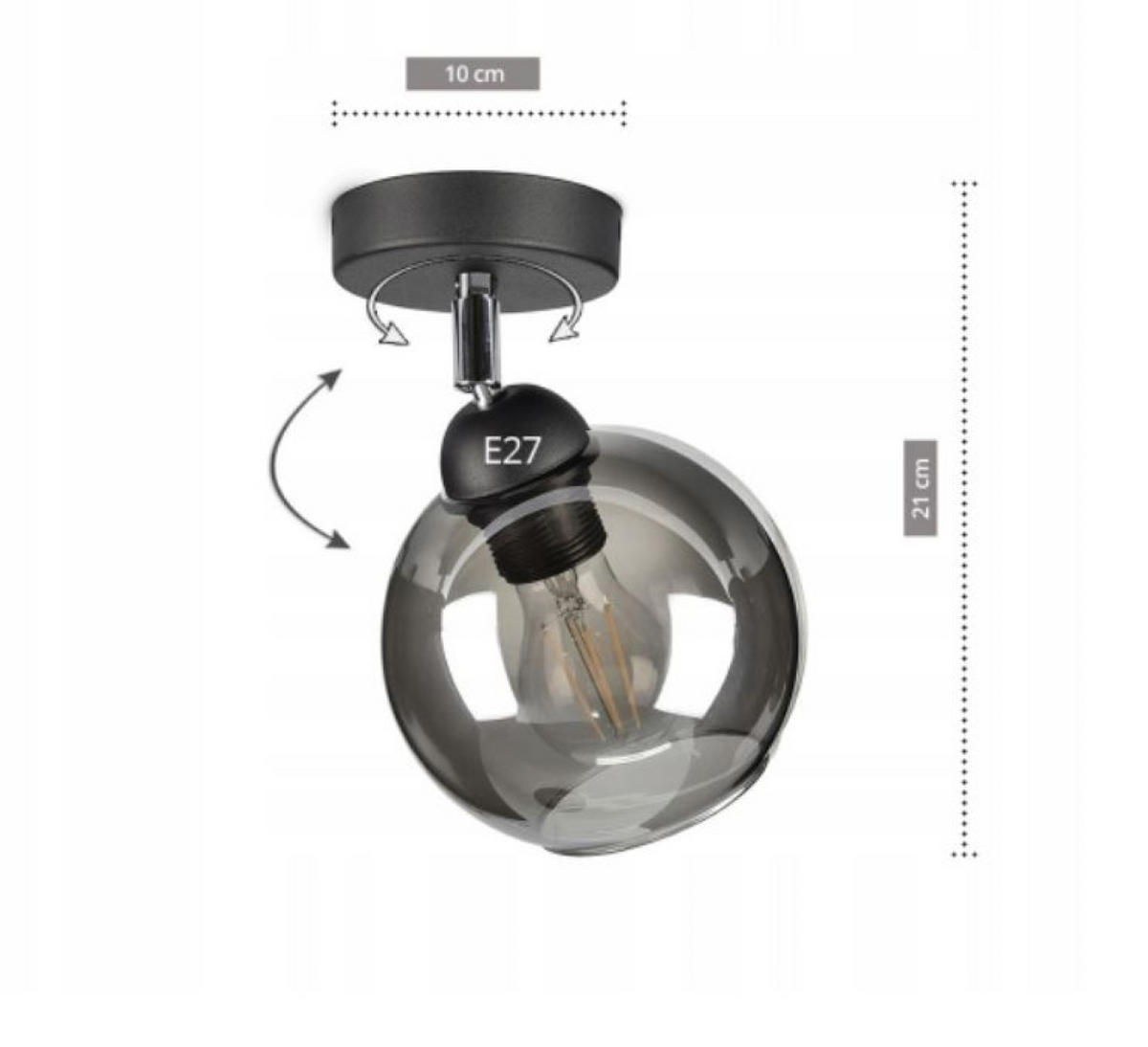 DECKENLEUCHTE HAGEN - Schwarz, Glas/Metall (15/15/21cm) - kiki design