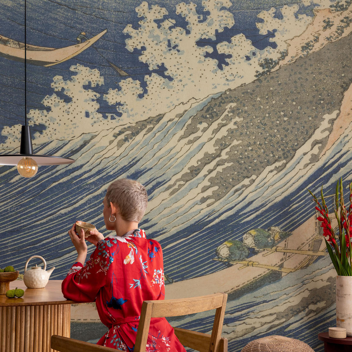 FOTOTAPETE 104x70 cm - Meereswellen - Blau, Textil (104/70cm) - Wallfluent