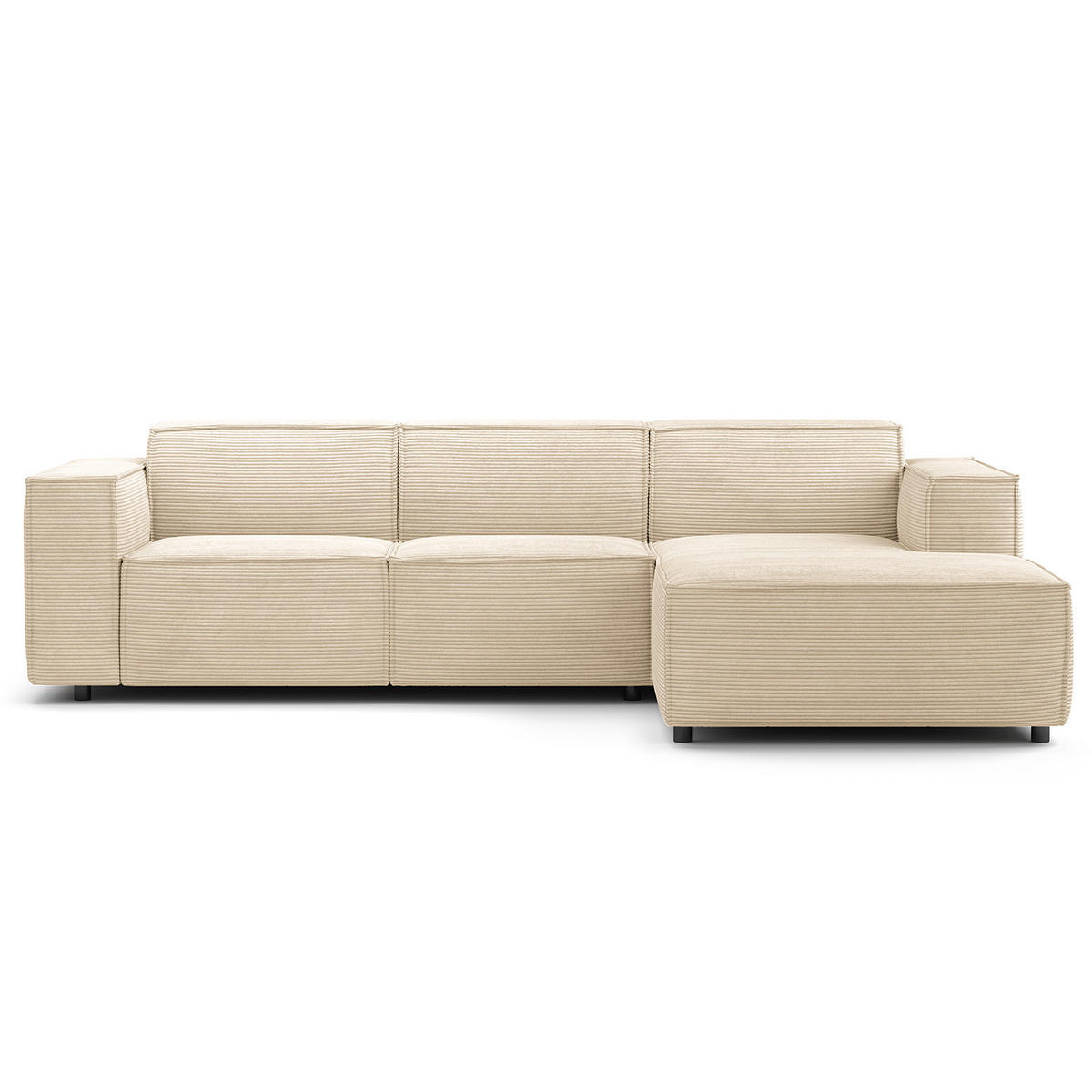 ECKSOFA mit Longchair - Beige/Schwarz, Kunststoff/Textil (260/177cm) - home24