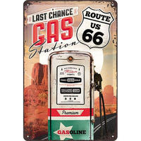 BLECHSCHILD 20/30 cm US Highways Route 66 Gas Station - Multicolor, Metall (20/30/0.2cm) - Nostalgic-Art