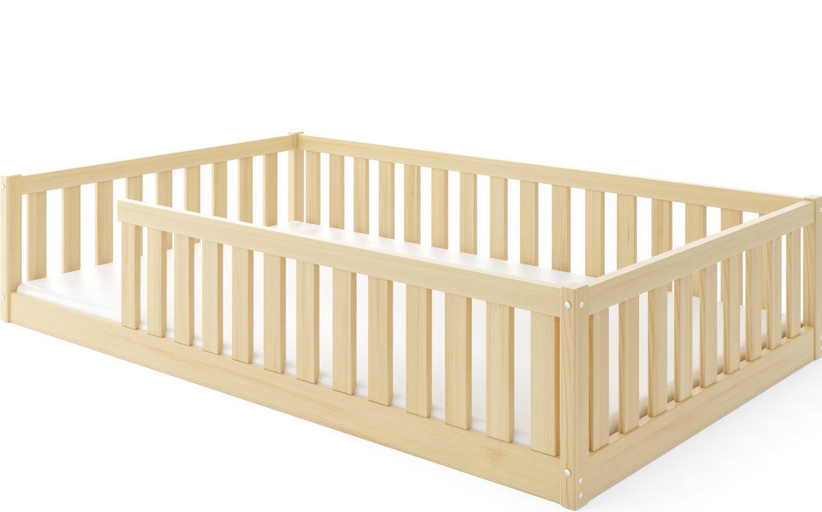 BODENBETT Bella 120x200 mit Rausfallschutz - Naturfarben, Holz (120/200cm) - Interbeds