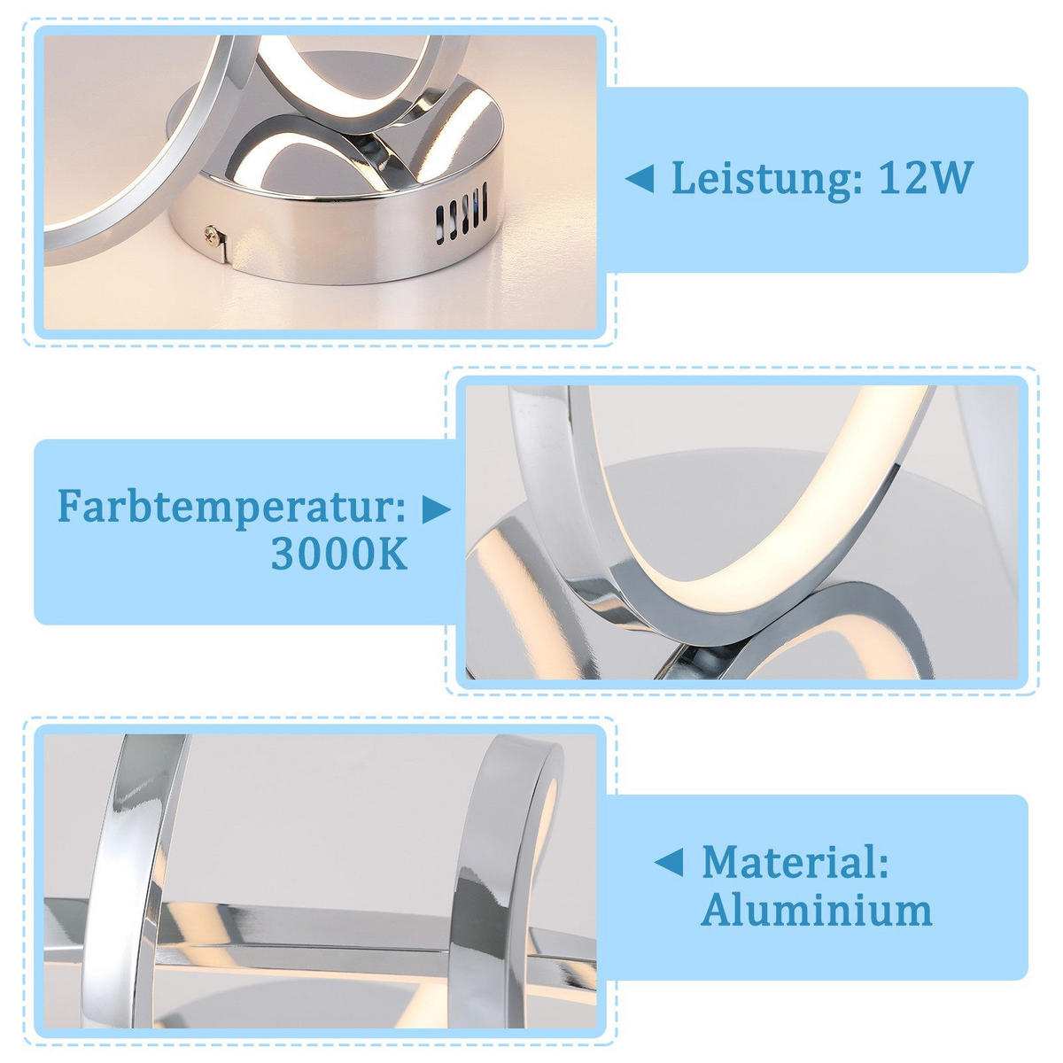 LED-DECKENLEUCHTE Marburg 34/14.5/17 cm - Silberfarben, Metall (34/14.5/17cm) - Nettlife