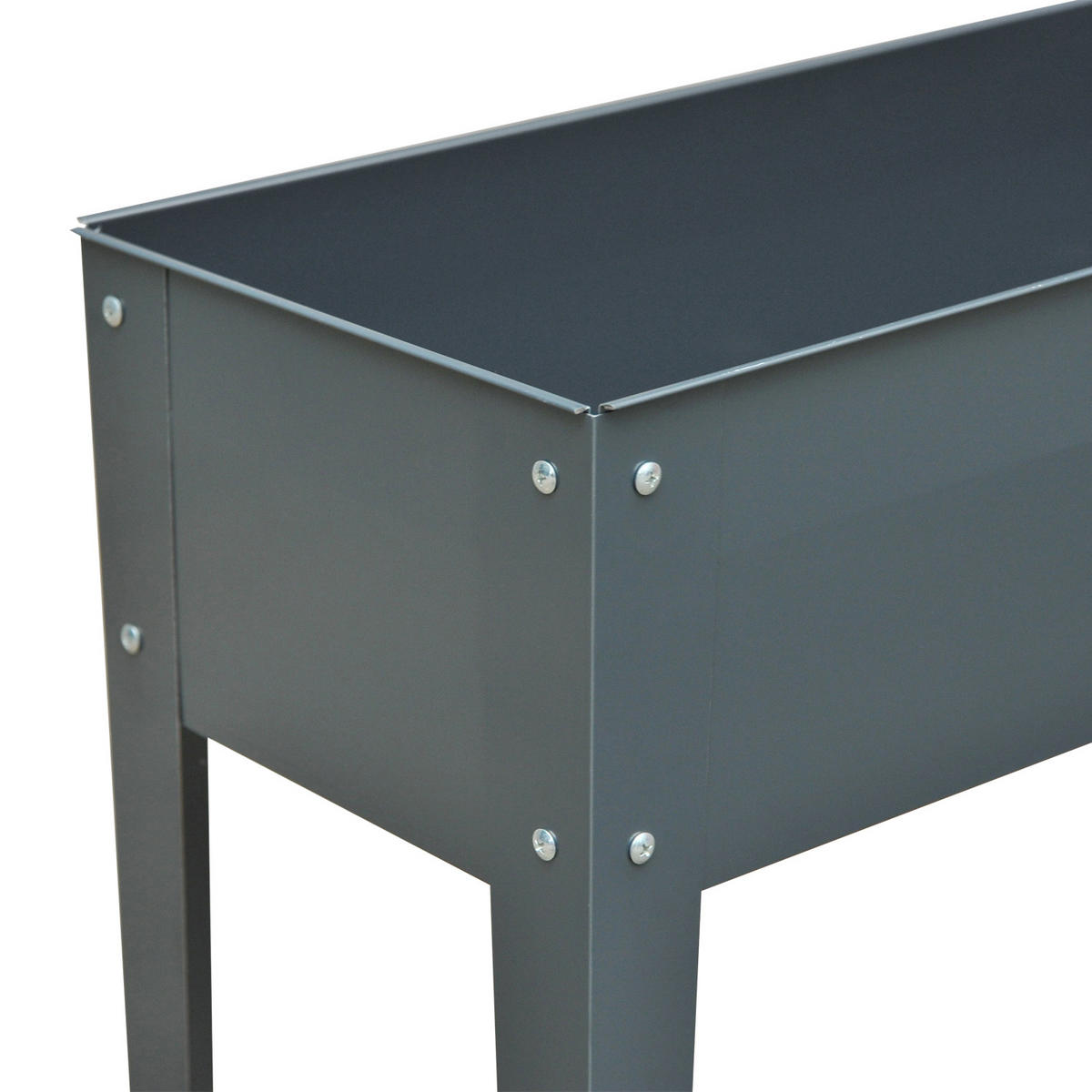 HOCHBEET, Kräuterbeet, Pflanzkasten mit 3 Abflusslöchern, Metall, Dunkelgrau - Dunkelgrau, Metall (30/80/100cm) - Outsunny
