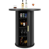 BARTISCH mit Stauraum 60 x 60 x 91,6 cm Schwarz - Schwarz, Metall (60/60/91.6cm) - Meubliv