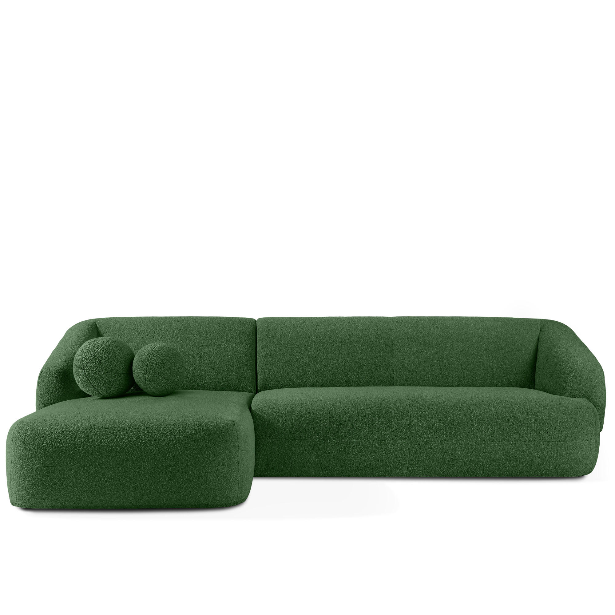 ECKSOFA LINKS VIRA, Grün, Bouclé - Schwarz/Grün, Holz/Holzwerkstoff (300/160cm) - KONSIMO®