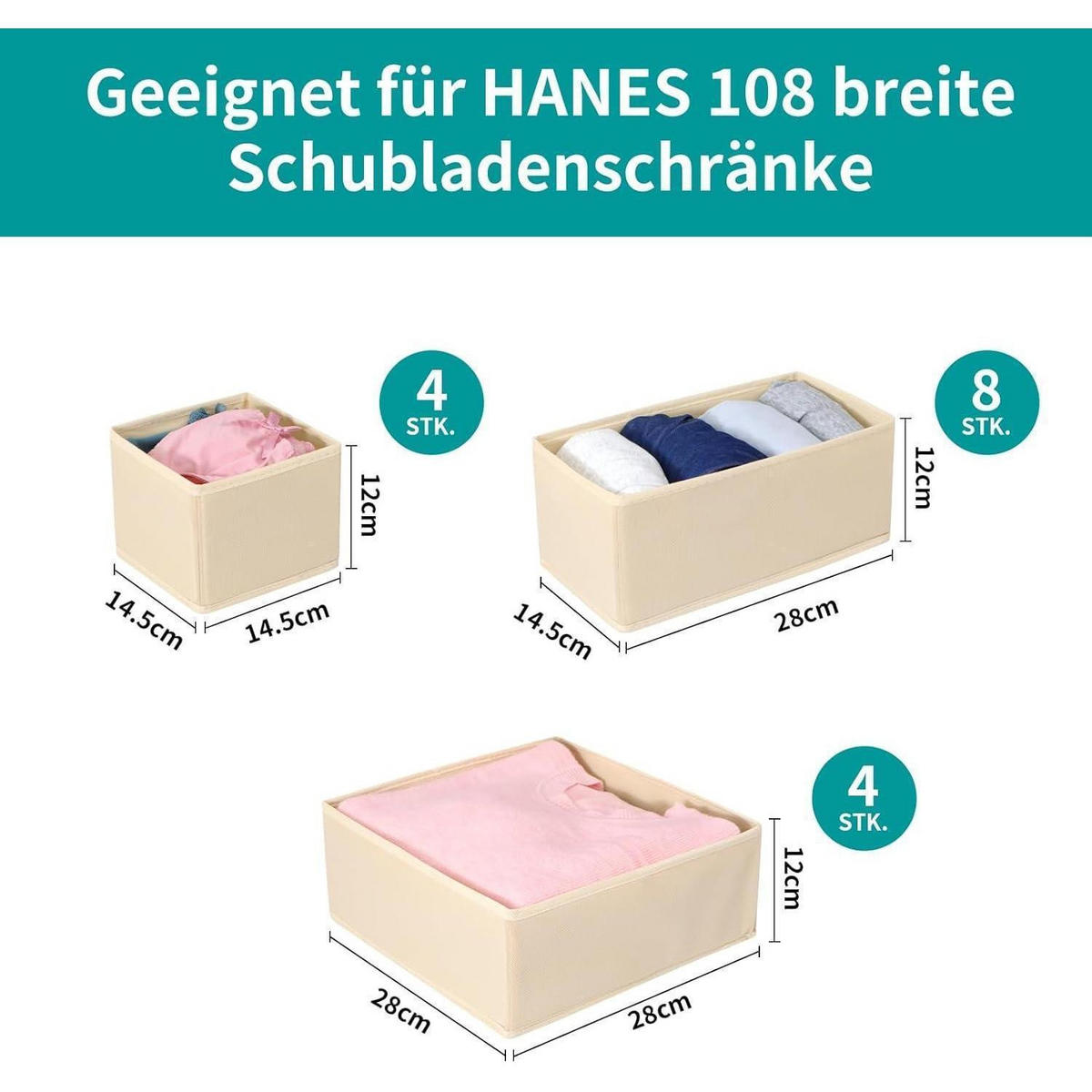 SCHUBLADEN Organizer 16er Set Beige - Beige, Textil (28/12/28cm)