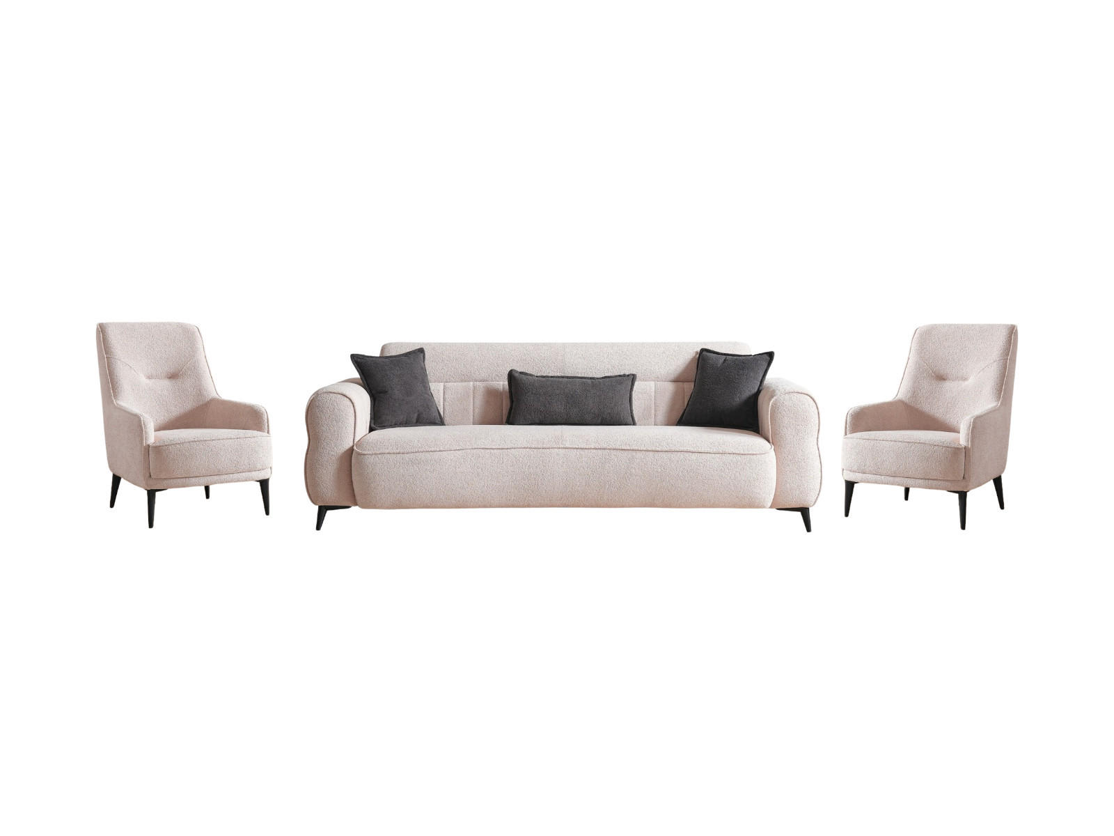 SITZGARNITUR Merida, Beige Stellvariante 2+1+1 - Beige, Holzwerkstoff/Kunststoff (184/87/108cm)