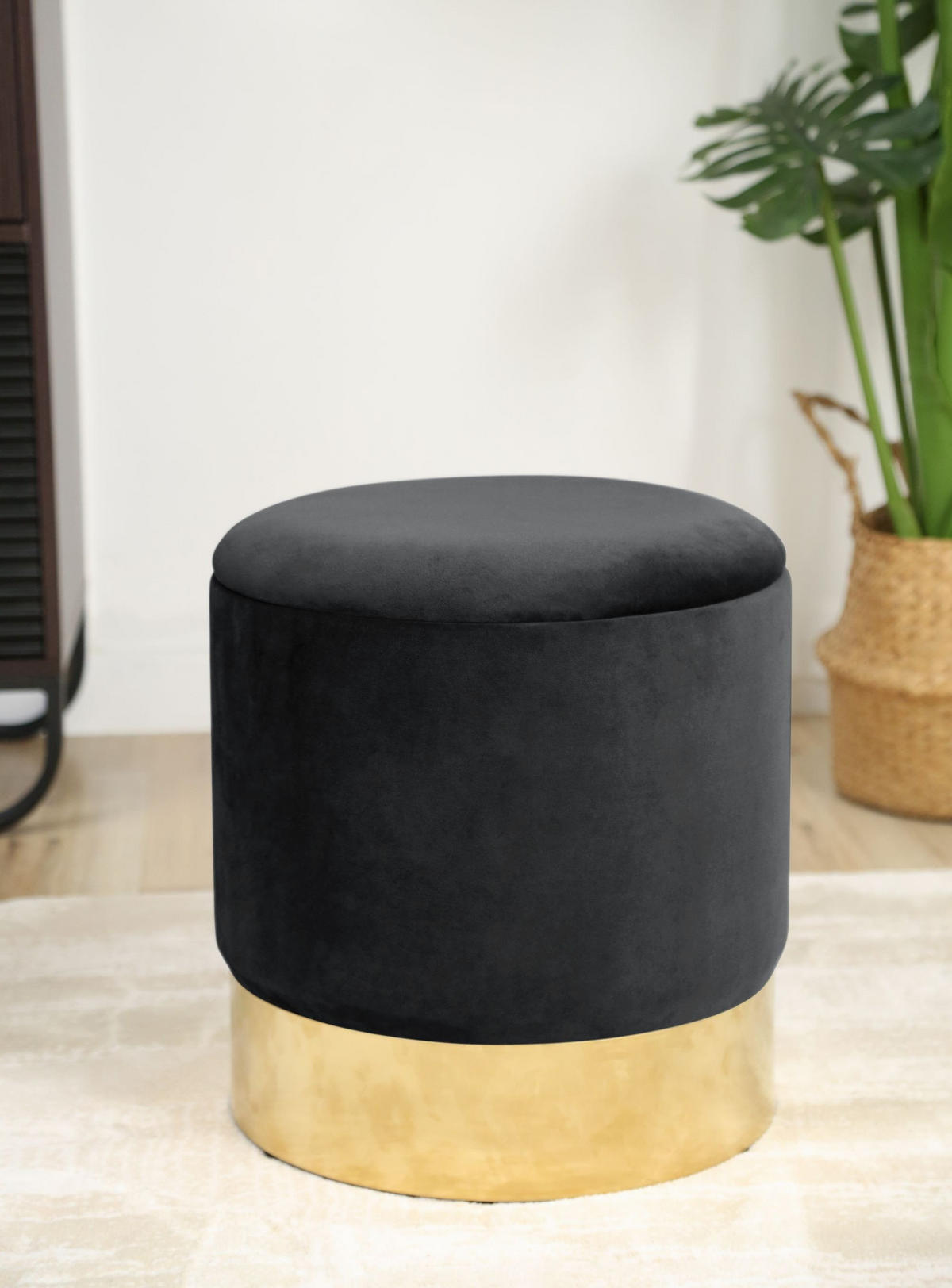 SITZHOCKER GOLDEN, Schwarz, B39 x H40 - Schwarz, Holz (39/40/39cm) - Milordbikes