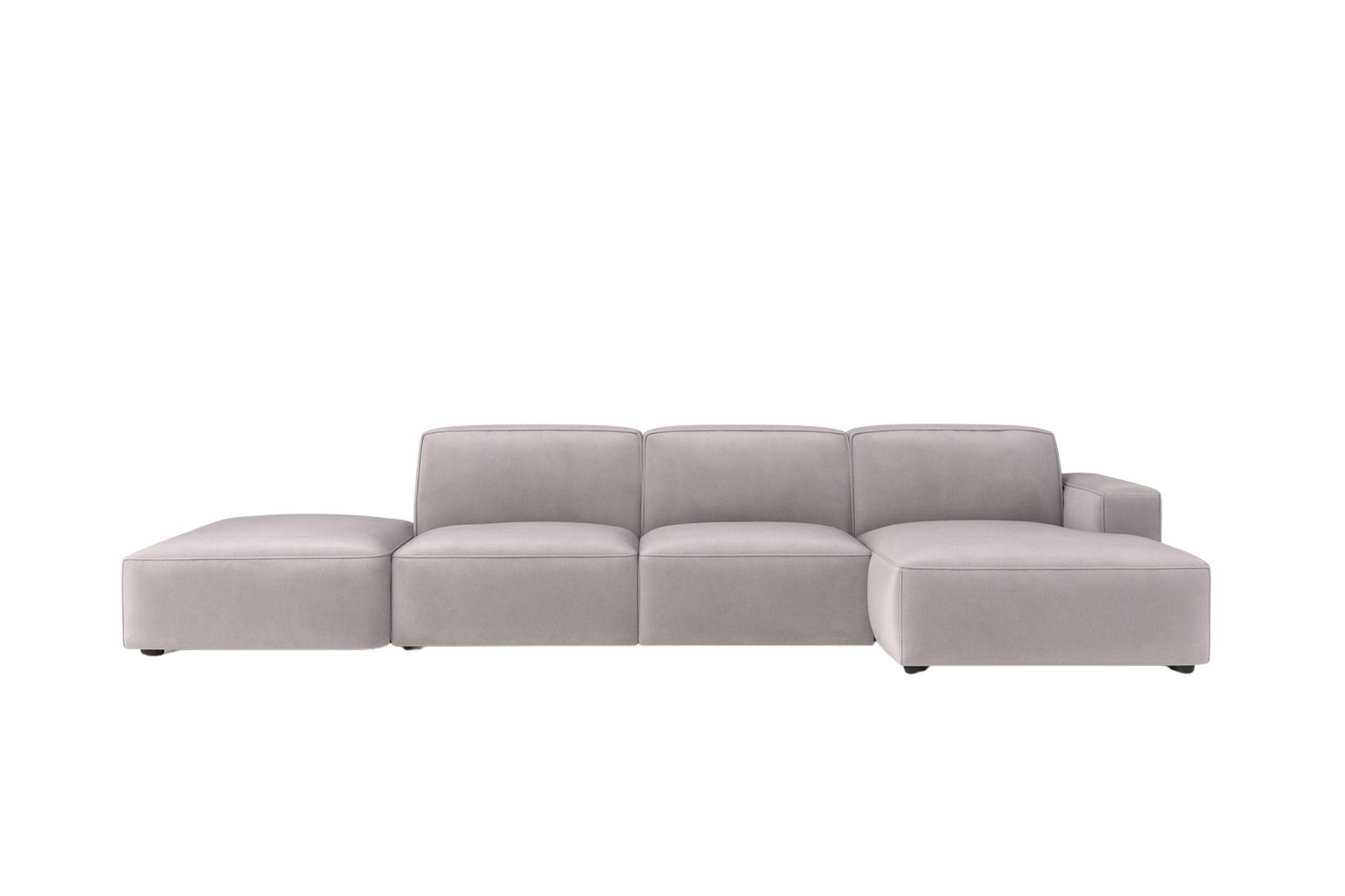 ECKSOFA Cursal L-Form, Stoff Salvador, Grau + Hocker, Rechts - Grau, Holz (341/166cm) - Kaiser Möbel