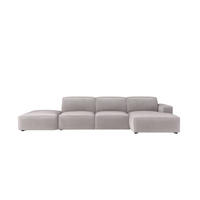ECKSOFA Cursal L-Form, Stoff Salvador, Grau + Hocker, Rechts - Grau, Holz (341/166cm) - Kaiser Möbel
