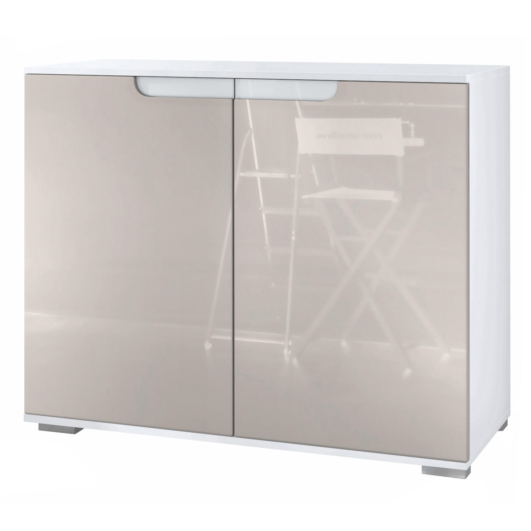 KOMMODE Sylt Sandgrau Hochglanz - Sandfarben, Holzwerkstoff (92.5/75.5/35cm) - Vladon