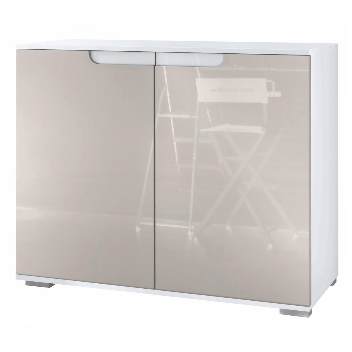 KOMMODE Sylt Sandgrau Hochglanz - Sandfarben, Holzwerkstoff (92.5/75.5/35cm) - Vladon