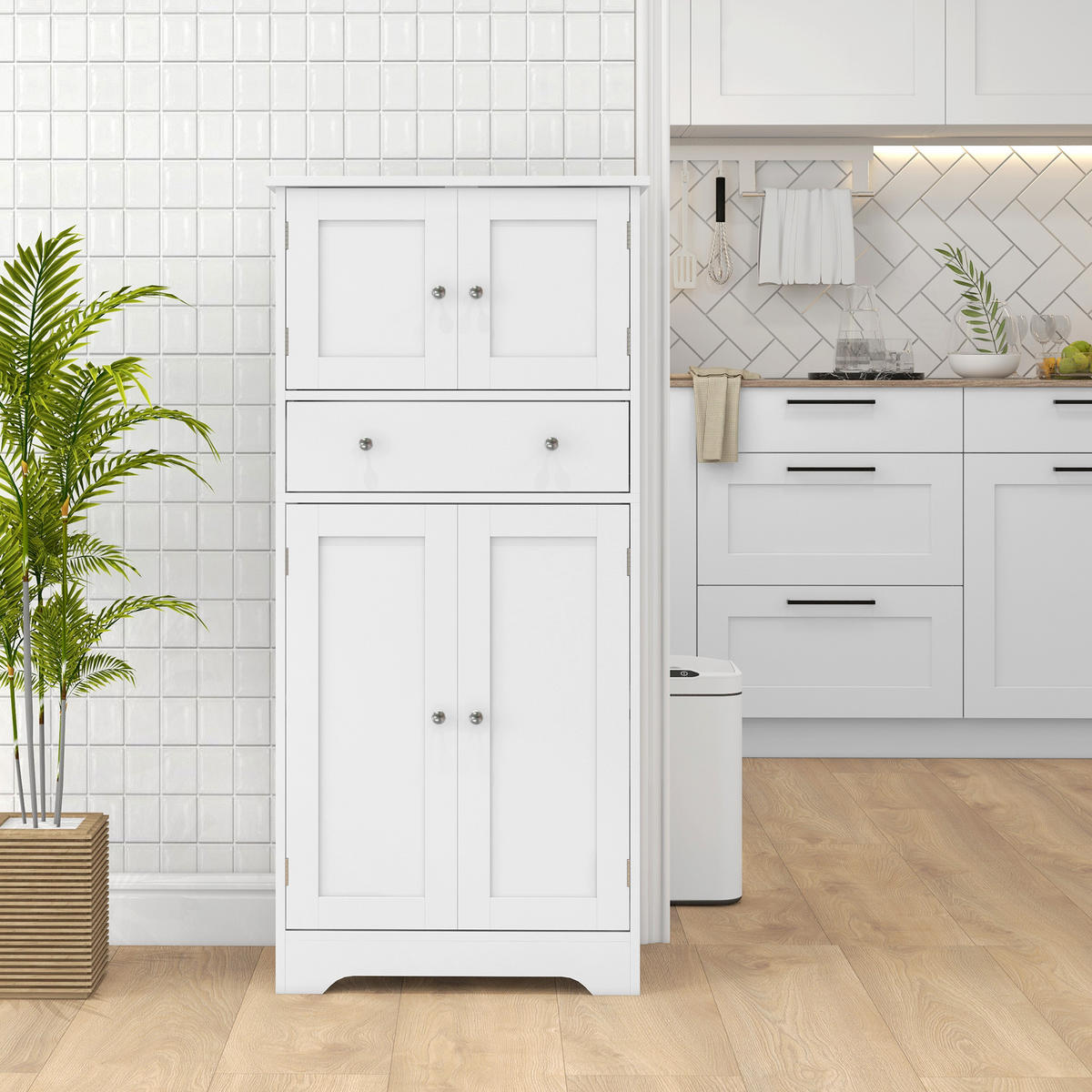 HIGHBOARD DE-11150 Verstellbarer Boden & Schublade Weiß - Weiß, Holzwerkstoff (30/128/60cm) - ComfortXL