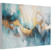 AKUSTIKBILD Abstrakt - Kunst - Gold - Blau Akustikpaneele 90x60 cm - Petrol, Kunststoff (90/60/0.9cm) - MuchoWow