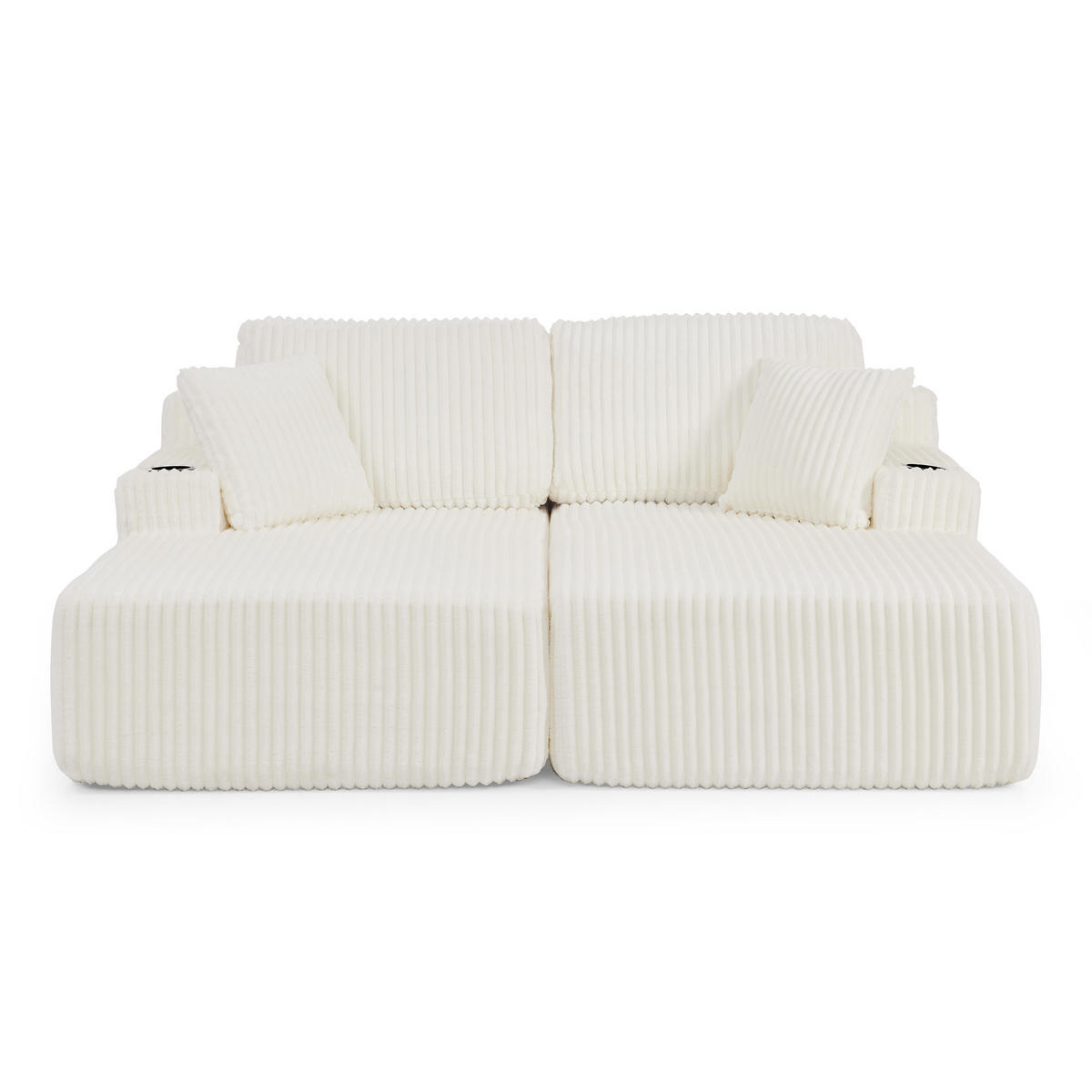 SCHLAFSOFA 186/154/78 cm Beige Cord mit seitlicher Magazintasche und Getränkehalter - Beige, Textil (186/78/154cm) - Oxeza