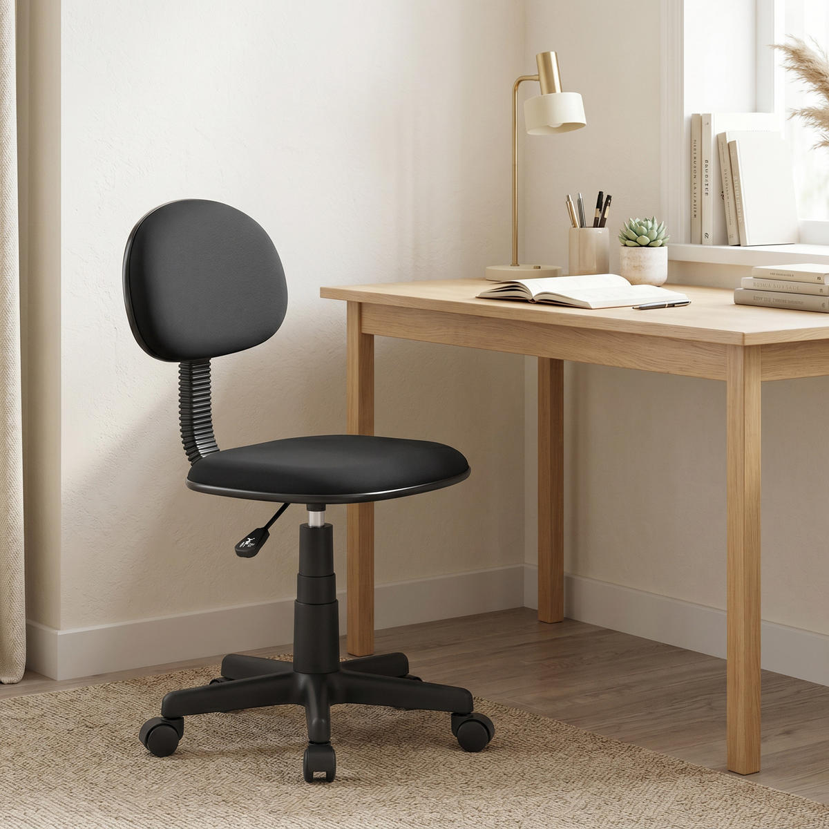 BÜROSTUHL Polyester Schwarz - Schwarz, Kunststoff/Textil (43/87/48cm) - HOMCOM