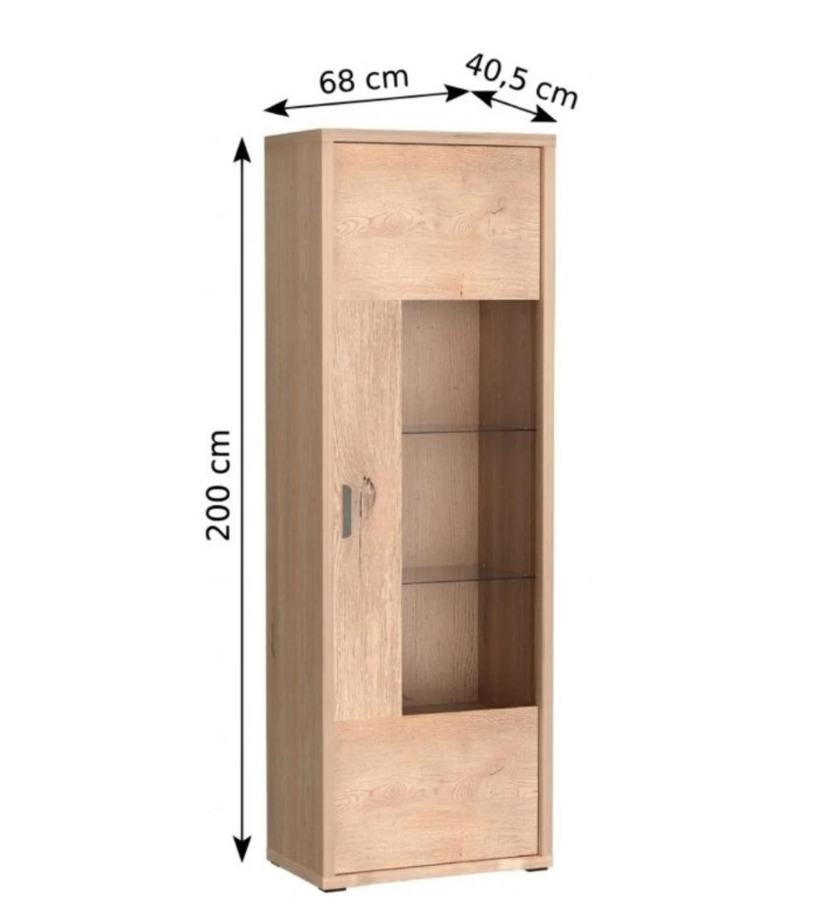 VITRINE BRESSO 200 / 68 cm in Eichefarben - Eichefarben, Holzwerkstoff (68/200/40.5cm) - MASSENO