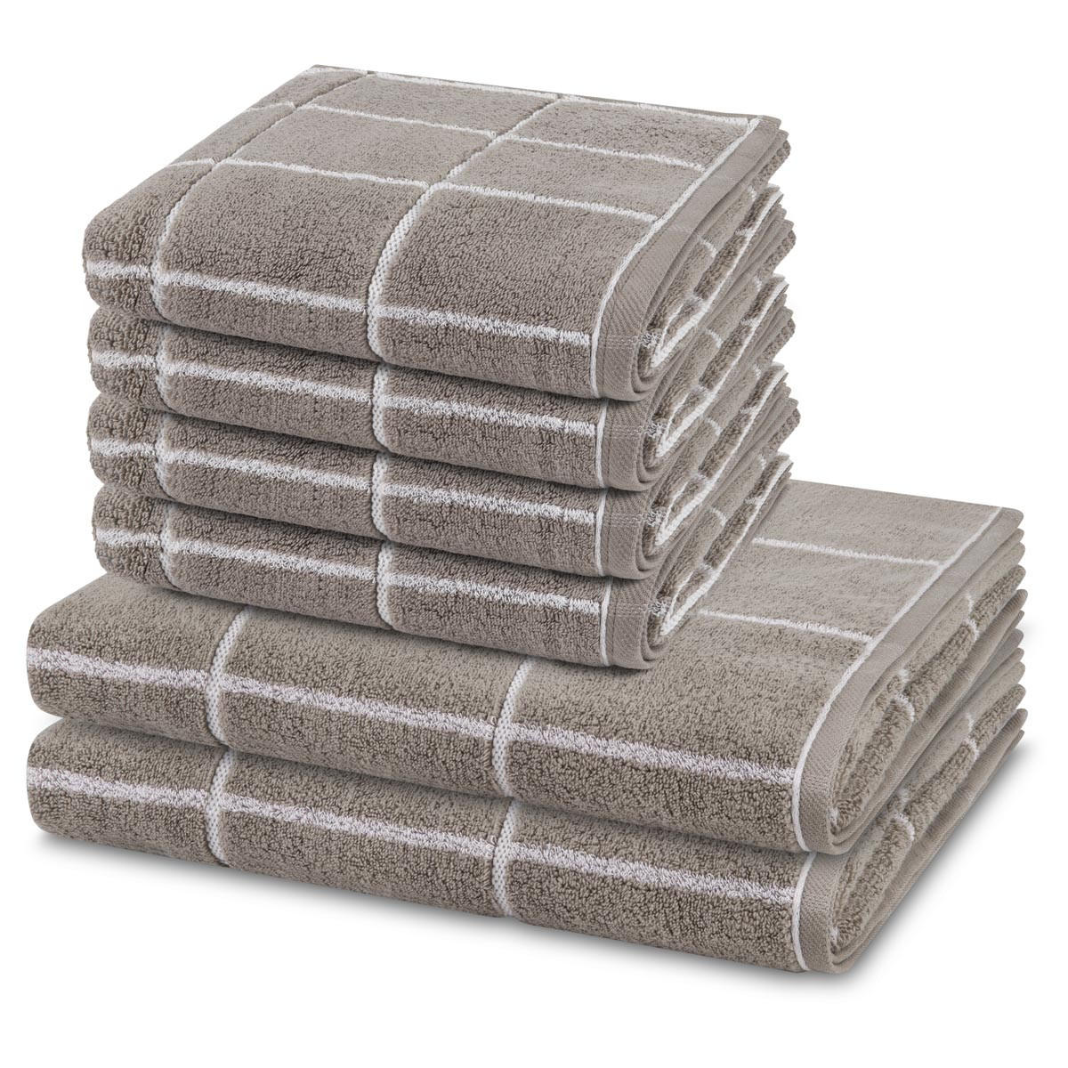 FROTTIERSET Sensual Skin Karo 6-teilig - Grau, Textil (50/100cm) - Ross