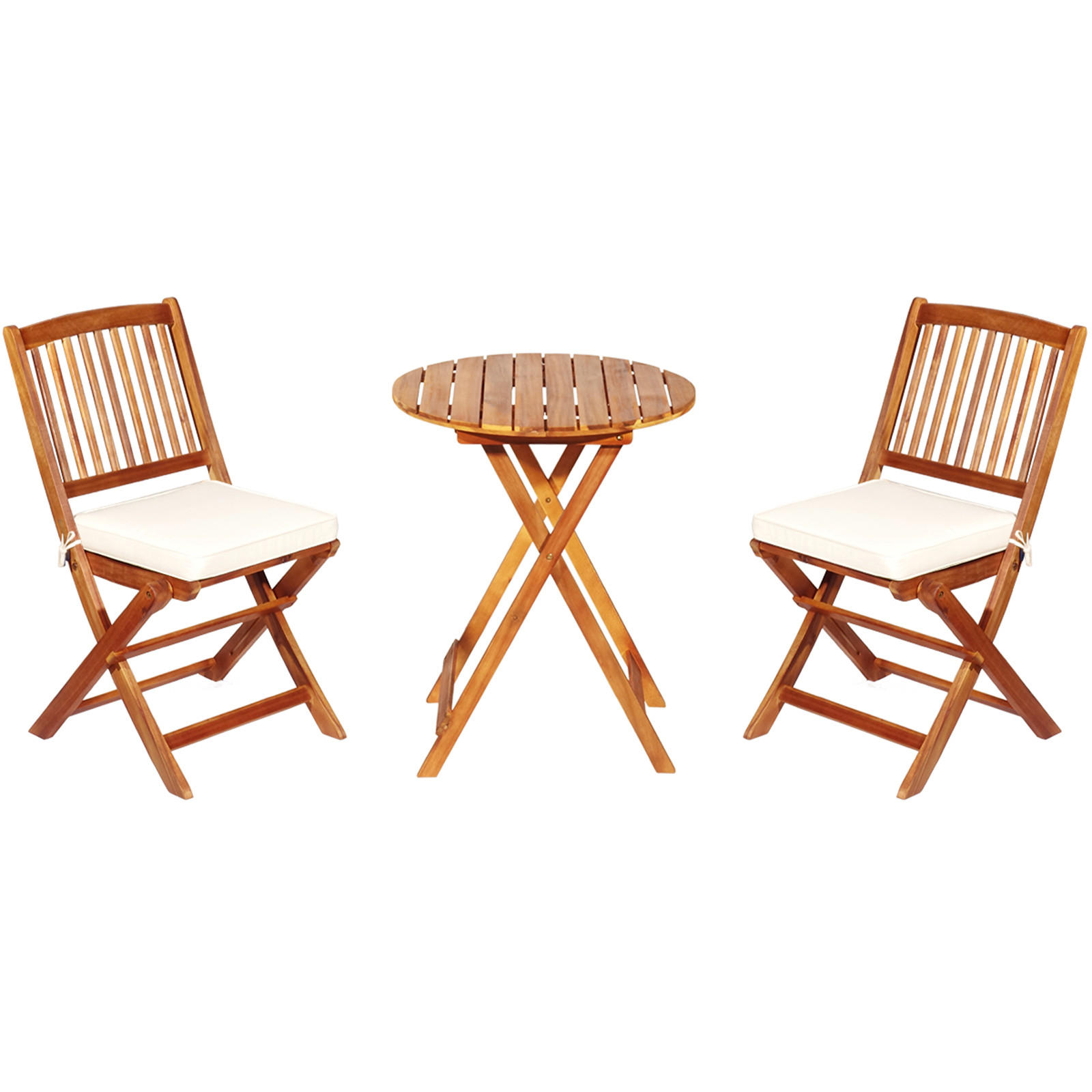 TERRASSENMÖBEL-SET Beige(3-teilig) - Beige, Holz - COSTWAY