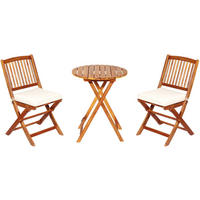 TERRASSENMÖBEL-SET Beige(3-teilig) - Beige, Holz - COSTWAY