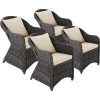 RATTANSESSEL 4er Set, 71 x 60 x 84 cm,grau - Grau, Kunststoff (60/84/71cm) - tectake