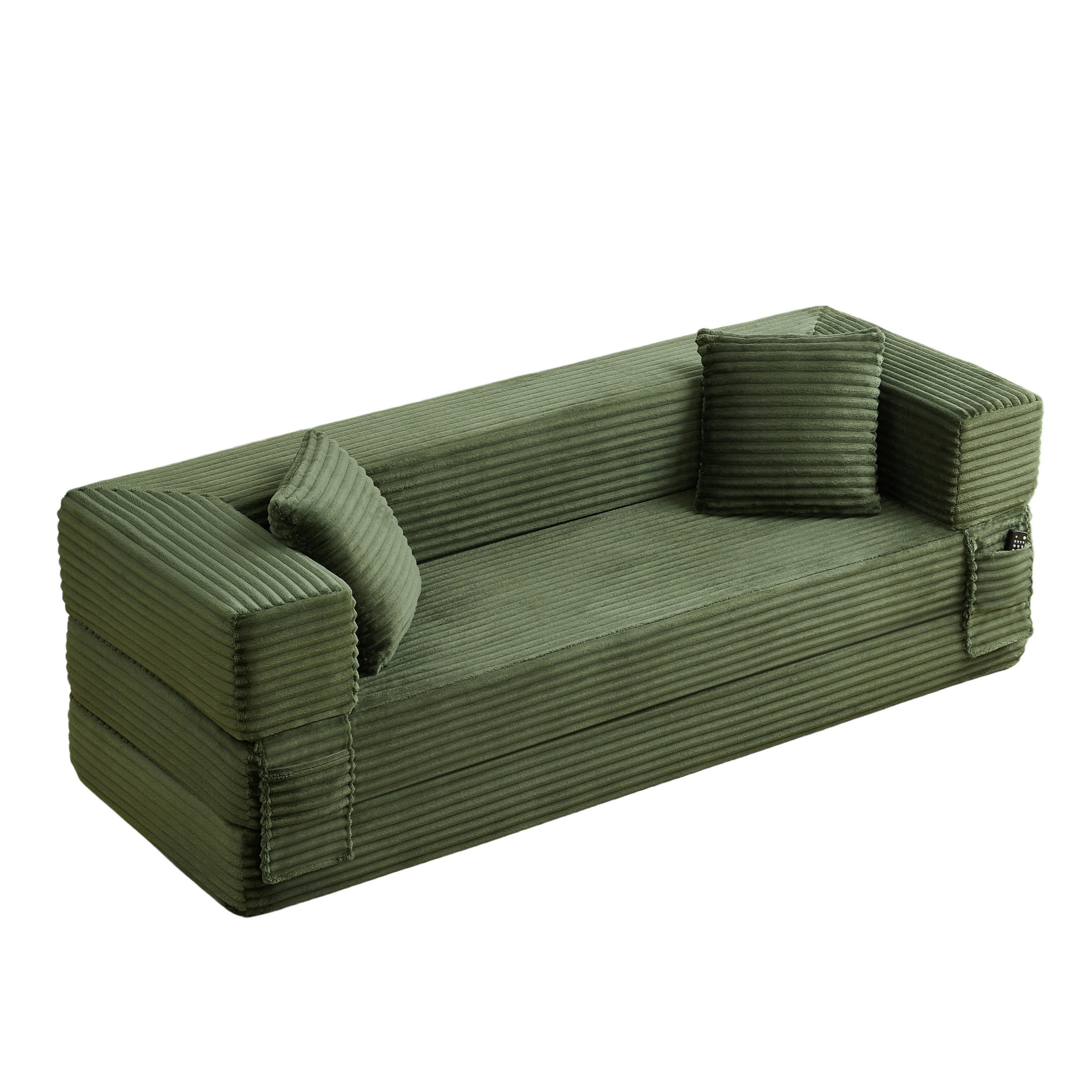 SCHLAFSOFA DE-34899 quadratisch mit Bettfunktion Grün - Grün, Textil (200/60/76cm) - ComfortXL