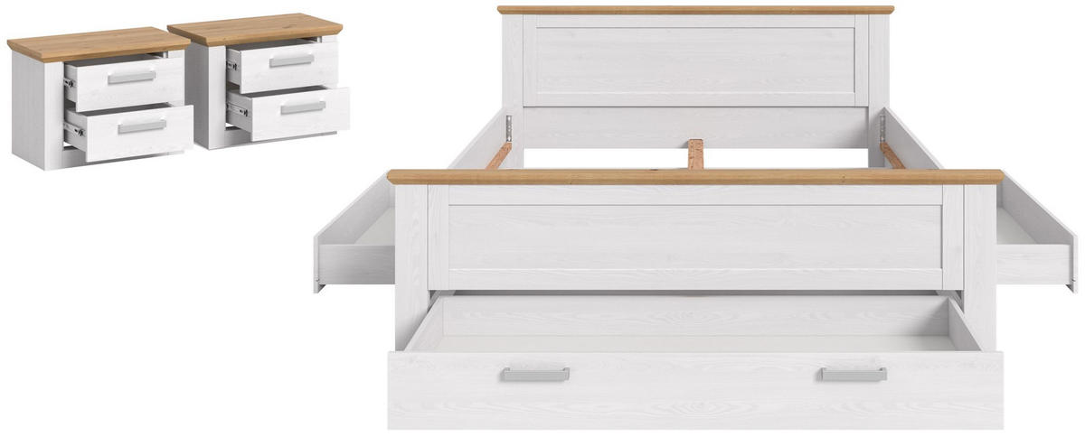 BETTANLAGE Verona Sibiu Lärche Nachbildung 301/90/209 cm - Lärchefarben, Holzwerkstoff - Xonox