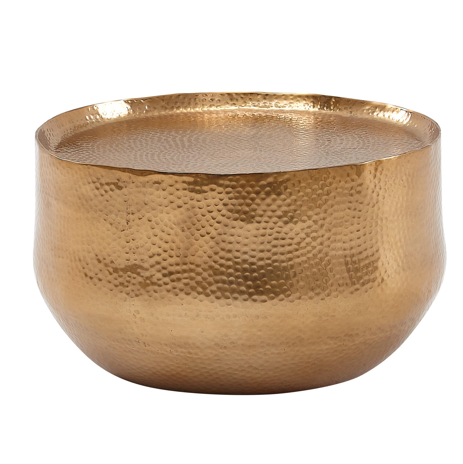 COUCHTISCH Orientalisch mit Hammerschlag-Struktur aus Aluminium und hohler Bauweise, Gold 60x60x35 cm - Goldfarben, Metall (60/60/35cm) - KADIMA DESIGN