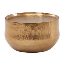 COUCHTISCH Orientalisch mit Hammerschlag-Struktur aus Aluminium und hohler Bauweise, Gold 60x60x35 cm - Goldfarben, Metall (60/60/35cm) - KADIMA DESIGN