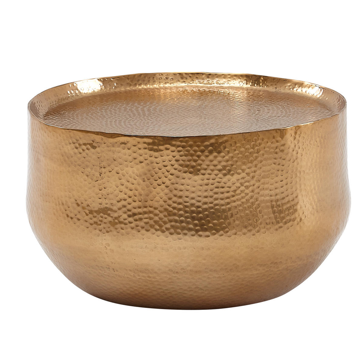 COUCHTISCH Orientalisch mit Hammerschlag-Struktur aus Aluminium und hohler Bauweise, Gold 60x60x35 cm - Goldfarben, Metall (60/60/35cm) - KADIMA DESIGN