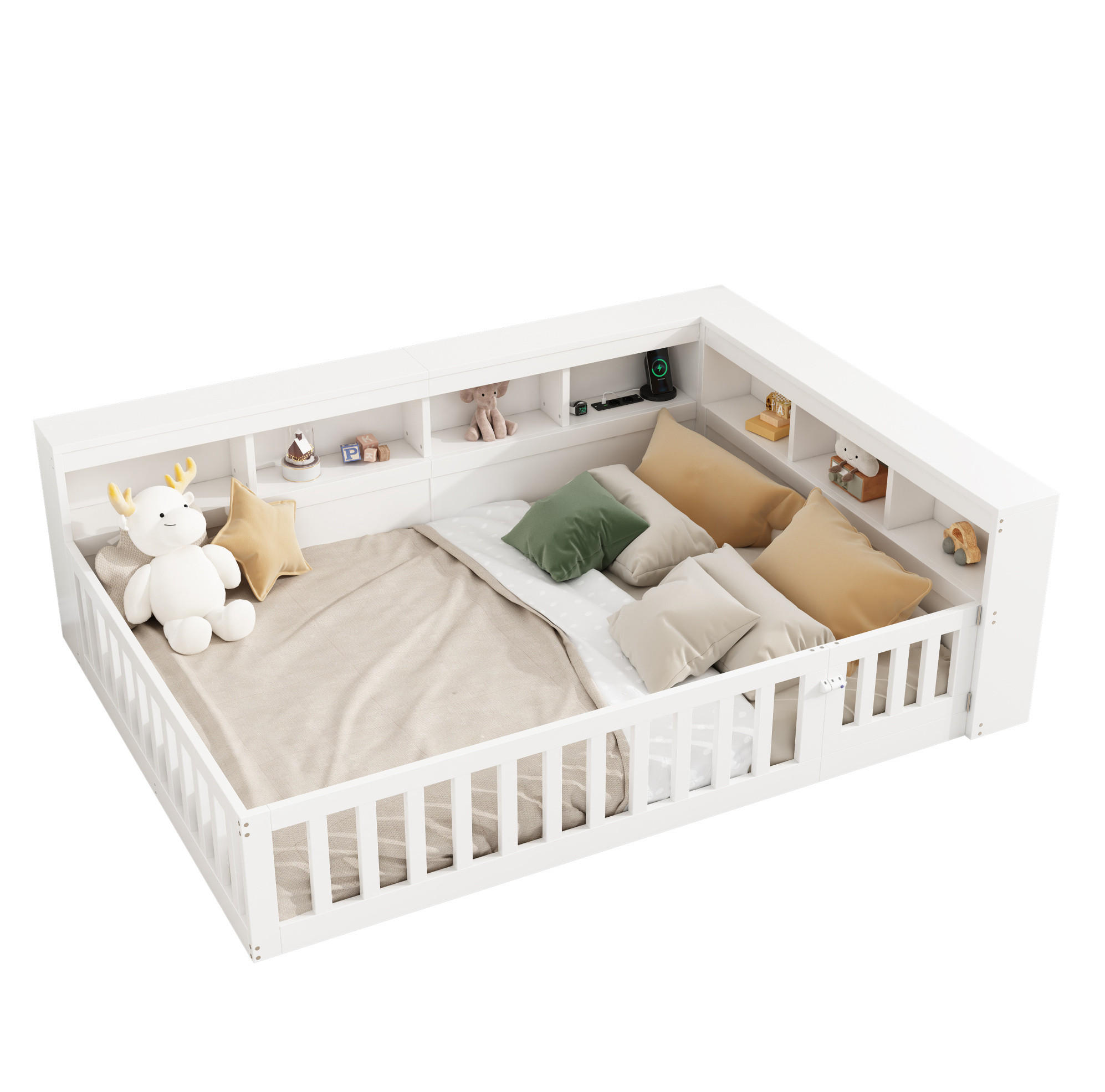 TAGESBETT 140/190 cm Weiß aus Spanplatte und MDF mit Stauraum, Steckdose und USB-Anschluss - Weiß, Holzwerkstoff (140/200cm) - OKMYHOME
