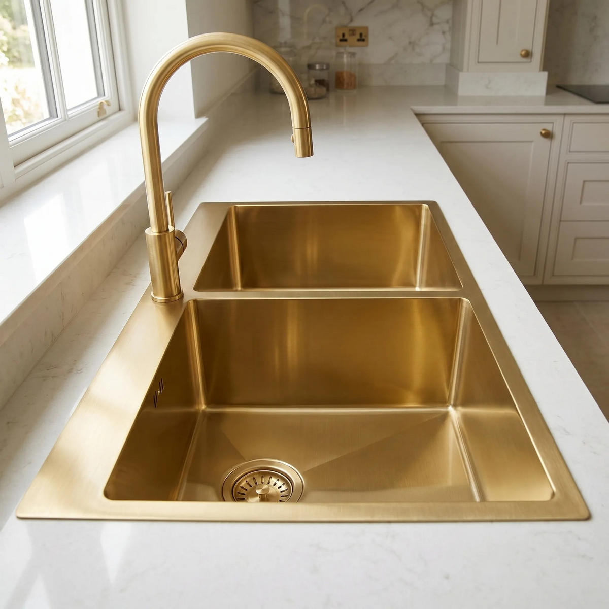 EDELSTAHLSPÜLE Rea Joel Brush Gold ohne Küchenarmatur - Goldfarben, Metall (55/22.5/83cm) - REA