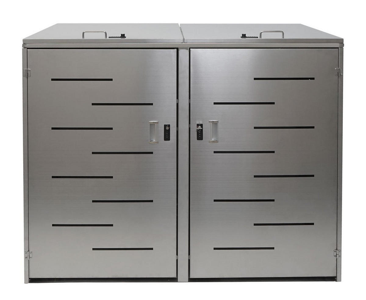 MÜLLTONNENBOX XL 2er 116x141x98cm erweiterbar Edelstahl 50kg - Silberfarben, Metall (141/116/98cm) - PROREGAL