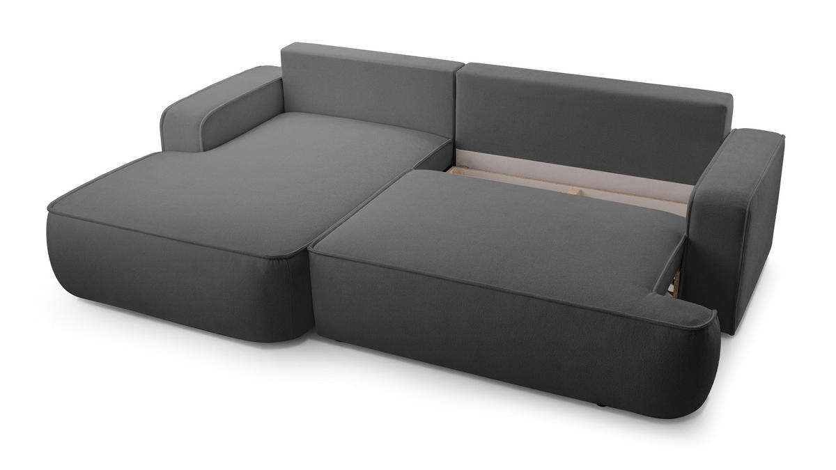 ECKSOFA L Form Ablia Dunkelgrau 267/168/87 cm mit Schlaffunktion L - Dunkelgrau/Schwarz, Kunststoff/Textil (168/267cm) - AX Living