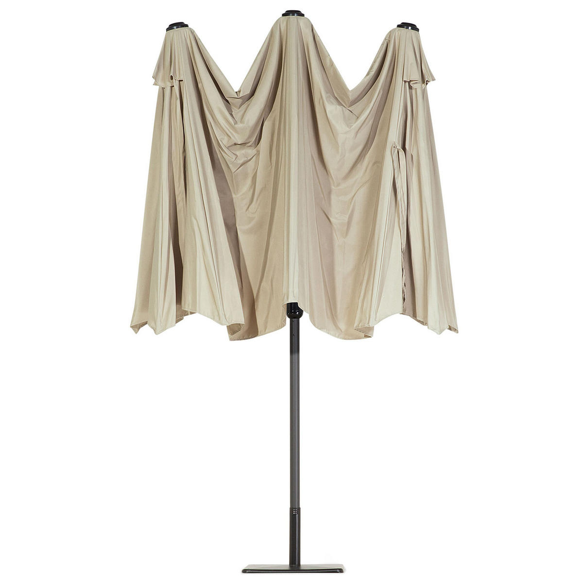 DOPPELSONNENSCHIRM taupe 270/460/247 cm Sibilla - Taupe, Textil (460/270cm) - Beliani