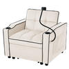 SCHLAFSESSEL Schlafsofa 3-in-1 Ausziehbares Einzel 83/167/76 cm Beige mit Getränkehaltern und Handyhalter - Beige, Kunststoff (83/76/167cm) - OKWISH