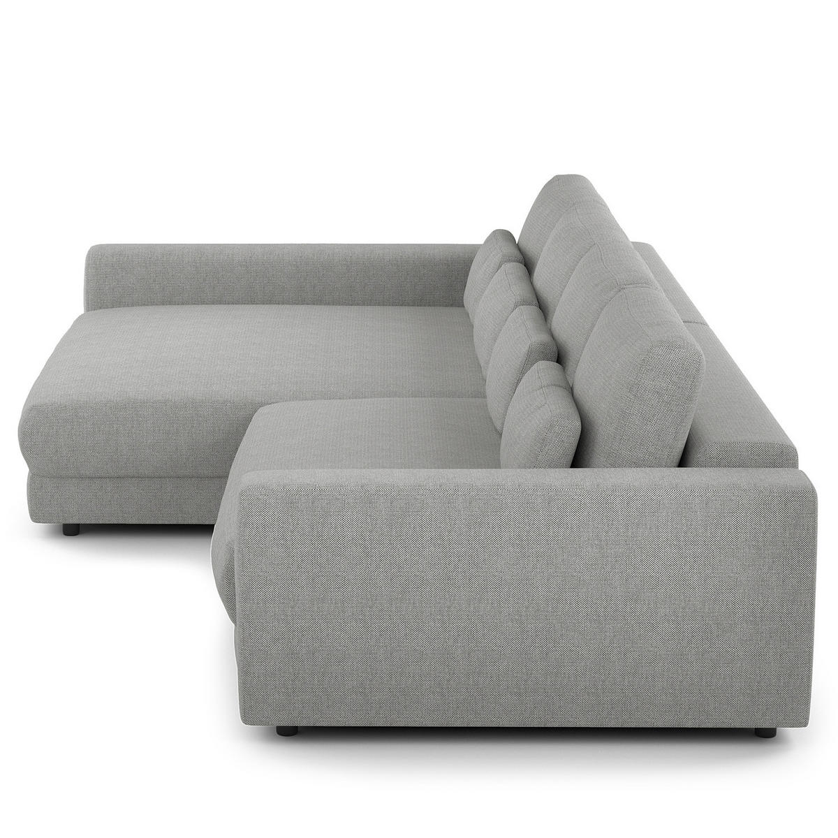 ECKSOFA mit XXL-Longchair - Hellgrau/Schwarz, Kunststoff/Textil (323/182cm) - home24