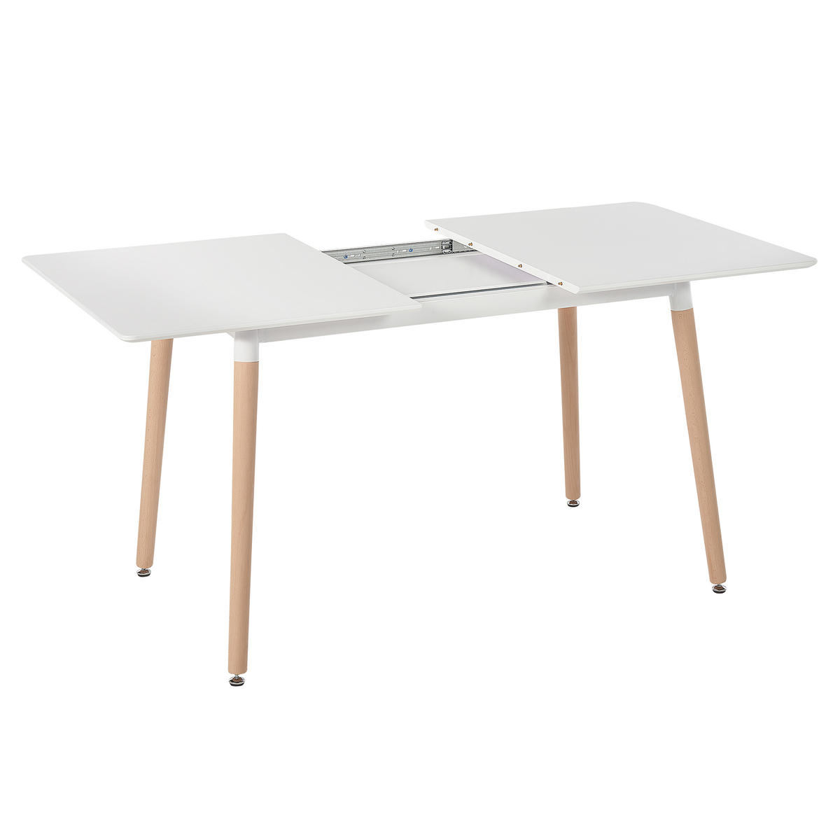 ESSTISCH 120-150/80/75 cm Weiß, Hellbraun Rechteckig Mirabel - Weiß, Holzwerkstoff (150/80/75cm) - Beliani