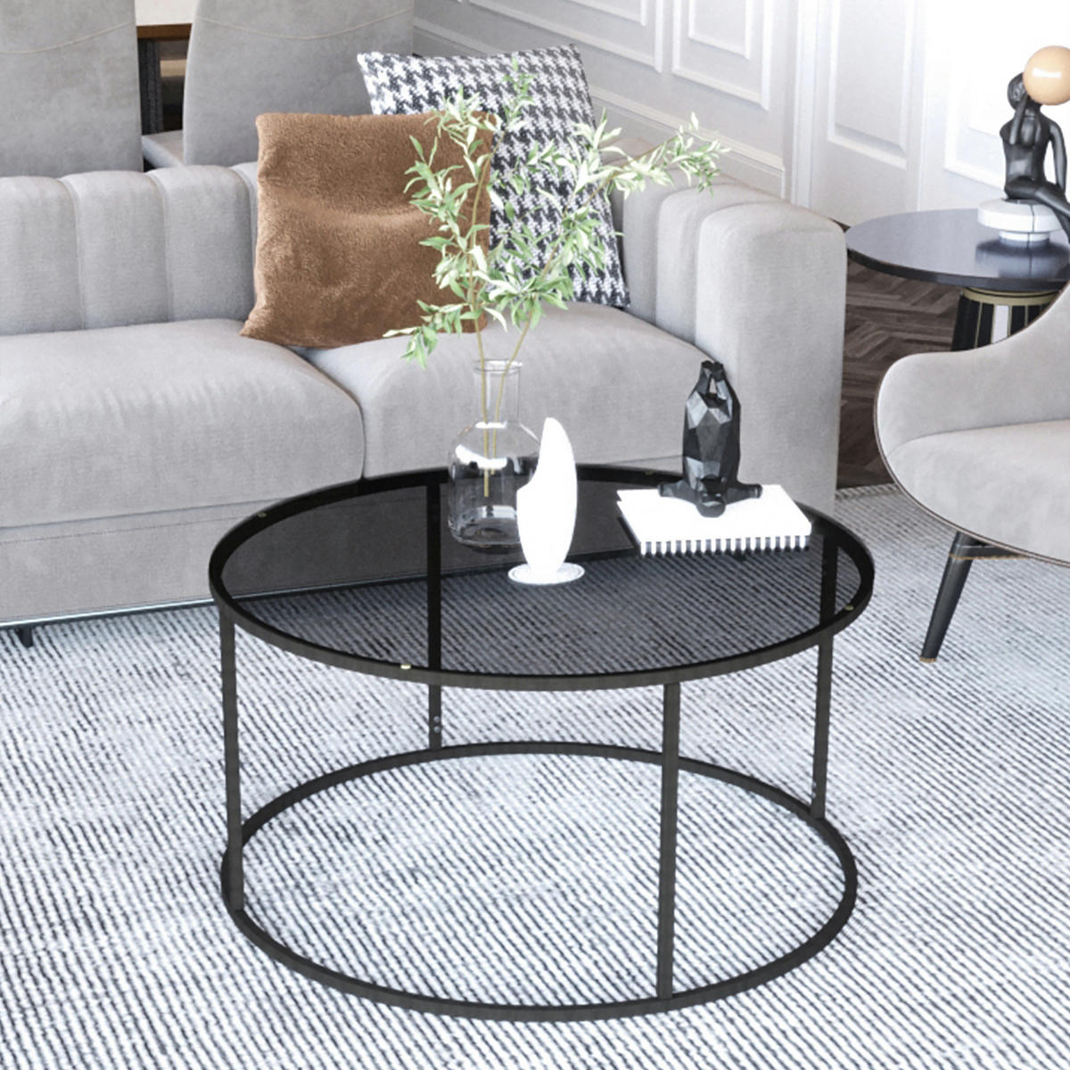 COUCHTISCH Kolari 45/80/80 cm - Schwarz, Metall (80/80/45cm) - [en.casa]