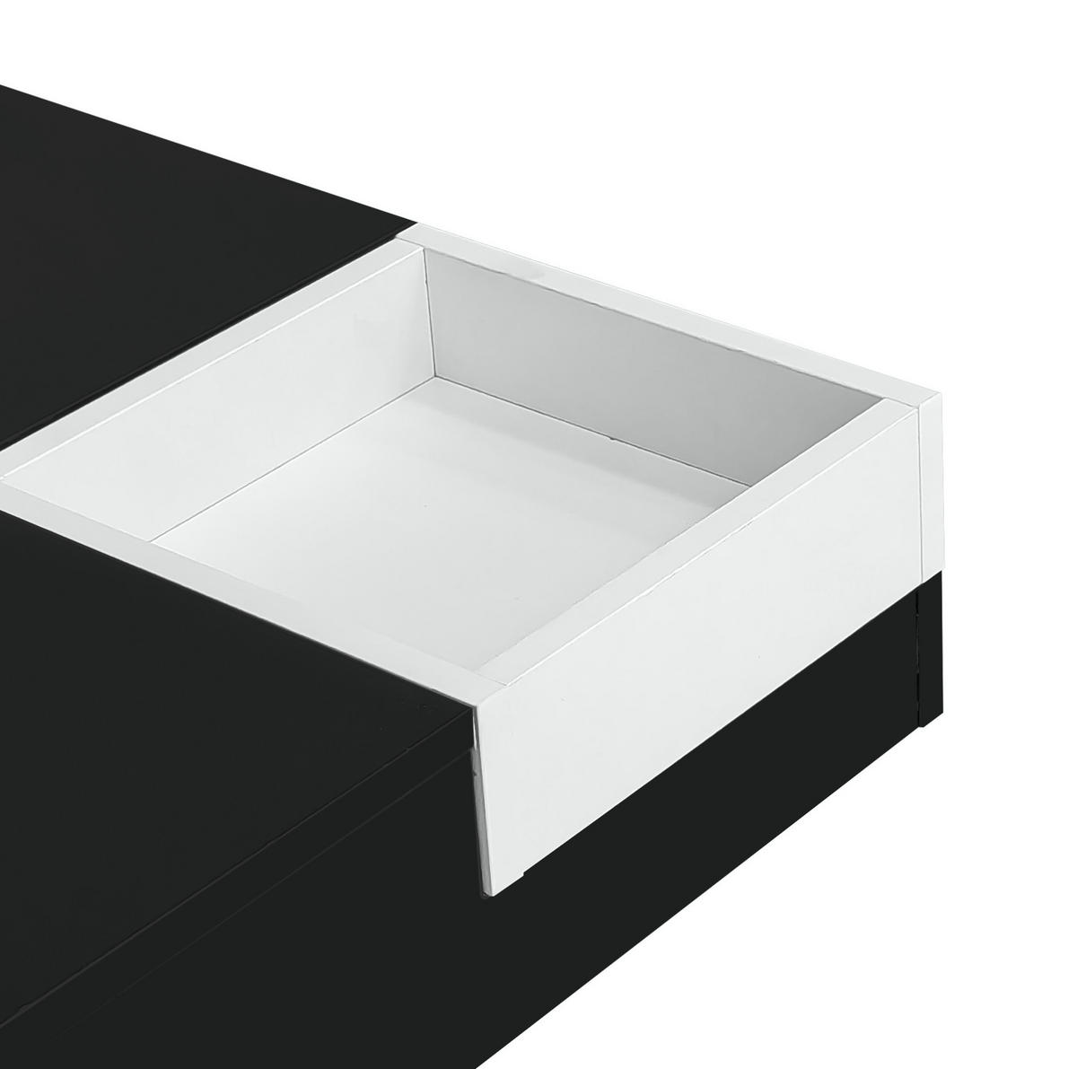 COUCHTISCH 72/72/30 cm schwarz/weiß aus Spanplatte mit LED-Lichteffekt - Schwarz, Holzwerkstoff (72/72/30cm) - OKMYHOME